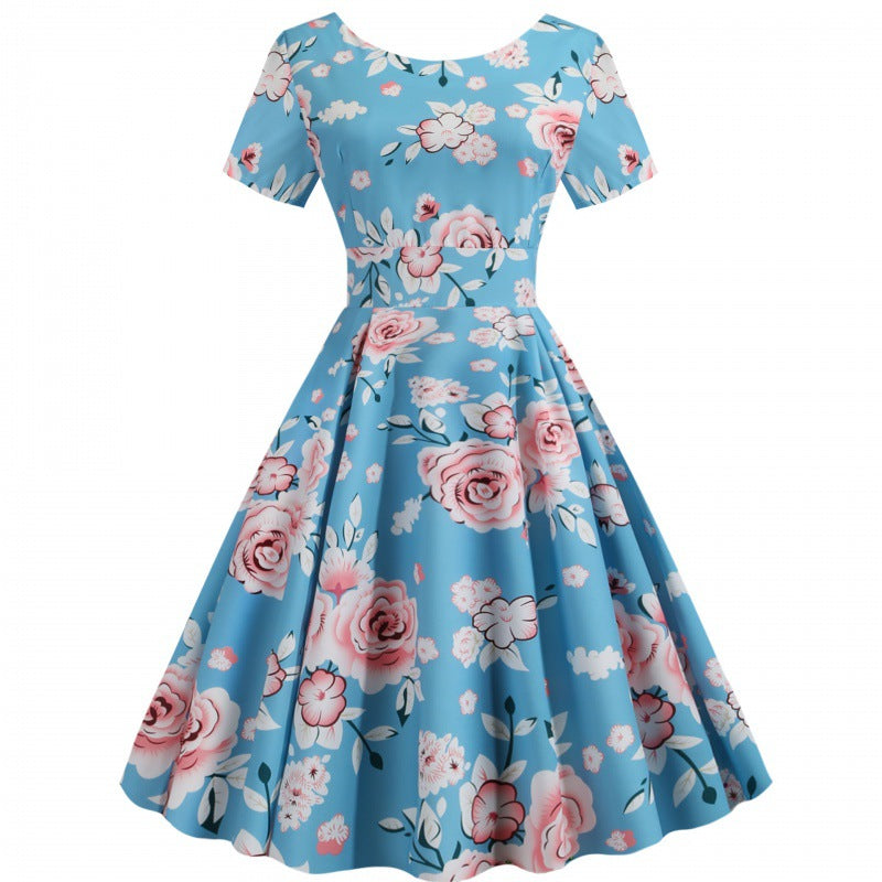Damen A-Linien Kleid Floralmuster schwingender Rock - Norvielle
