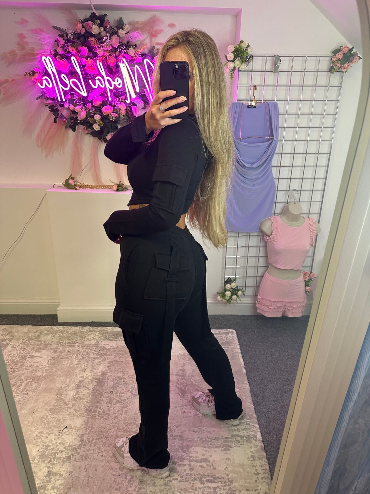 Damen Kapuzenoberteil Cargo Jogginghose Set