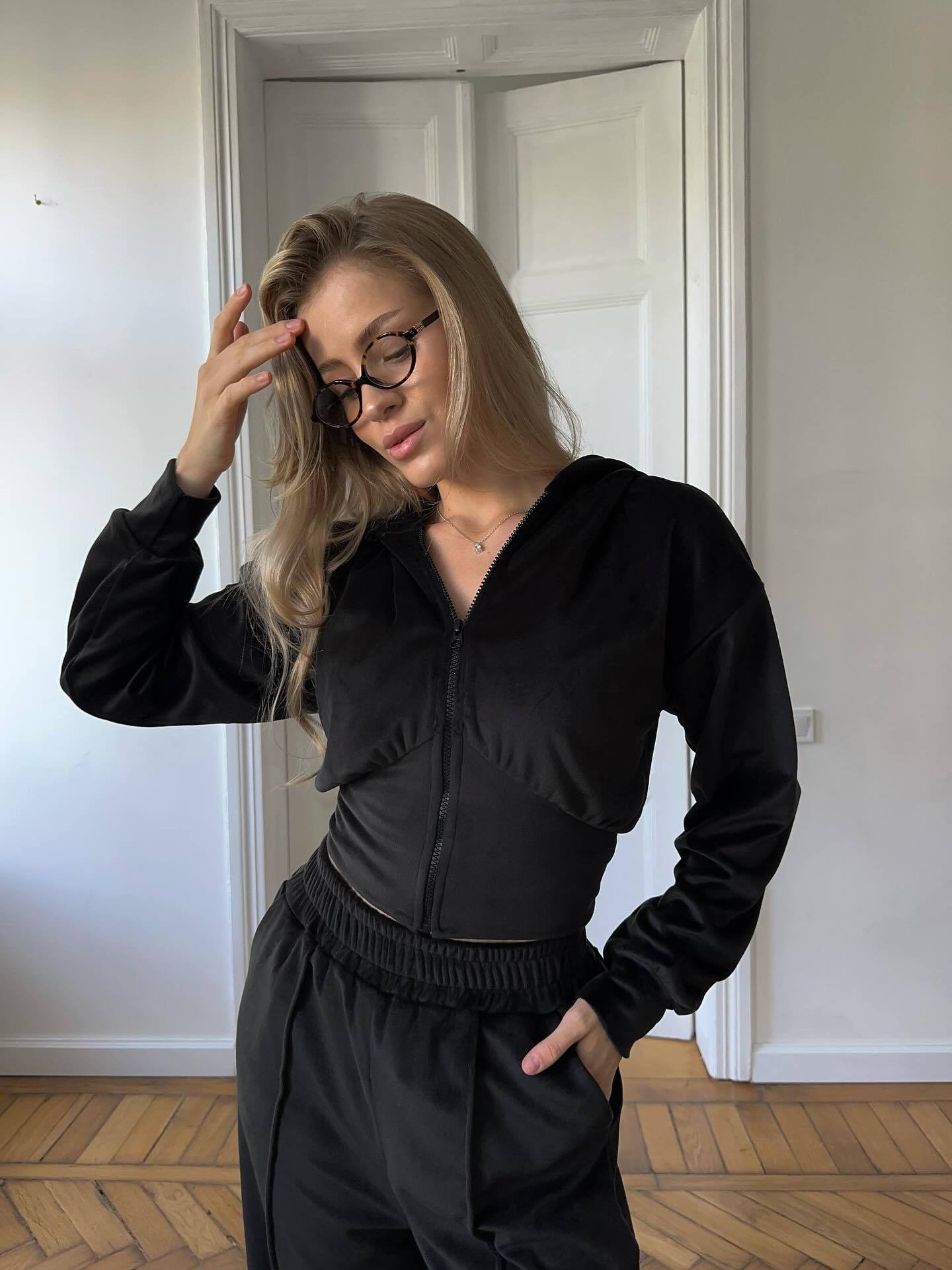 Damen Sport Set Cropped Hoodie Jogginghose Norvielle