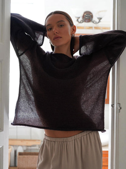 Damen Strickpullover Weit Norvielle Luftig