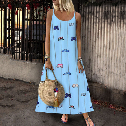 Damen Maxikleid Schmetterlingsmuster Leicht Norvielle