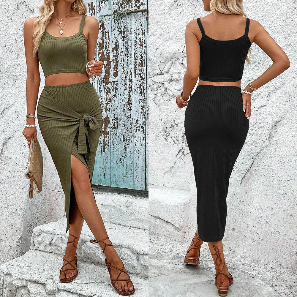 Damen Crop- Set Wickelrock Knotted Design Norvielle - Norvielle