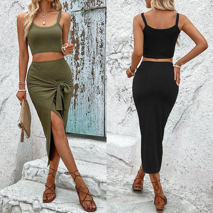 Damen Crop- Set Wickelrock Knotted Design Norvielle - Norvielle