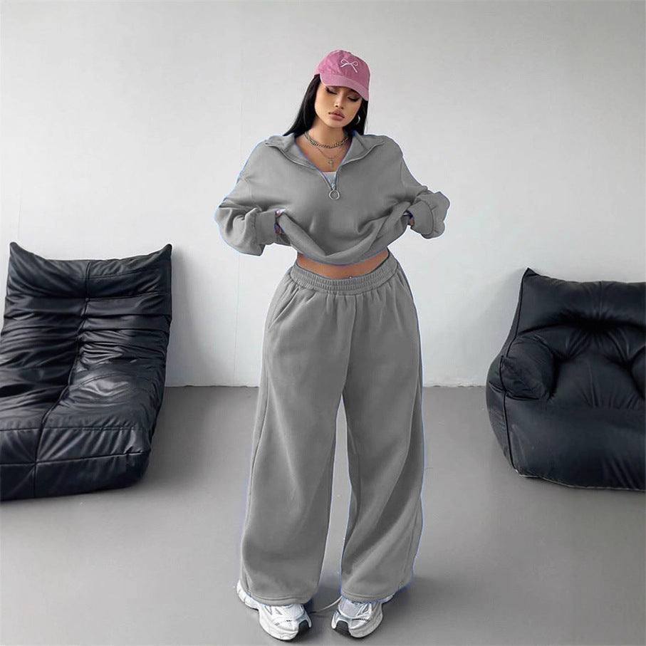Damen Sportliches Hoodie und Sweathosen Set Baumwolle Schwarz - Norvielle