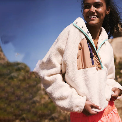 Damen Fleece-Pullover Hochkragen Kontrastdetails Norvielle