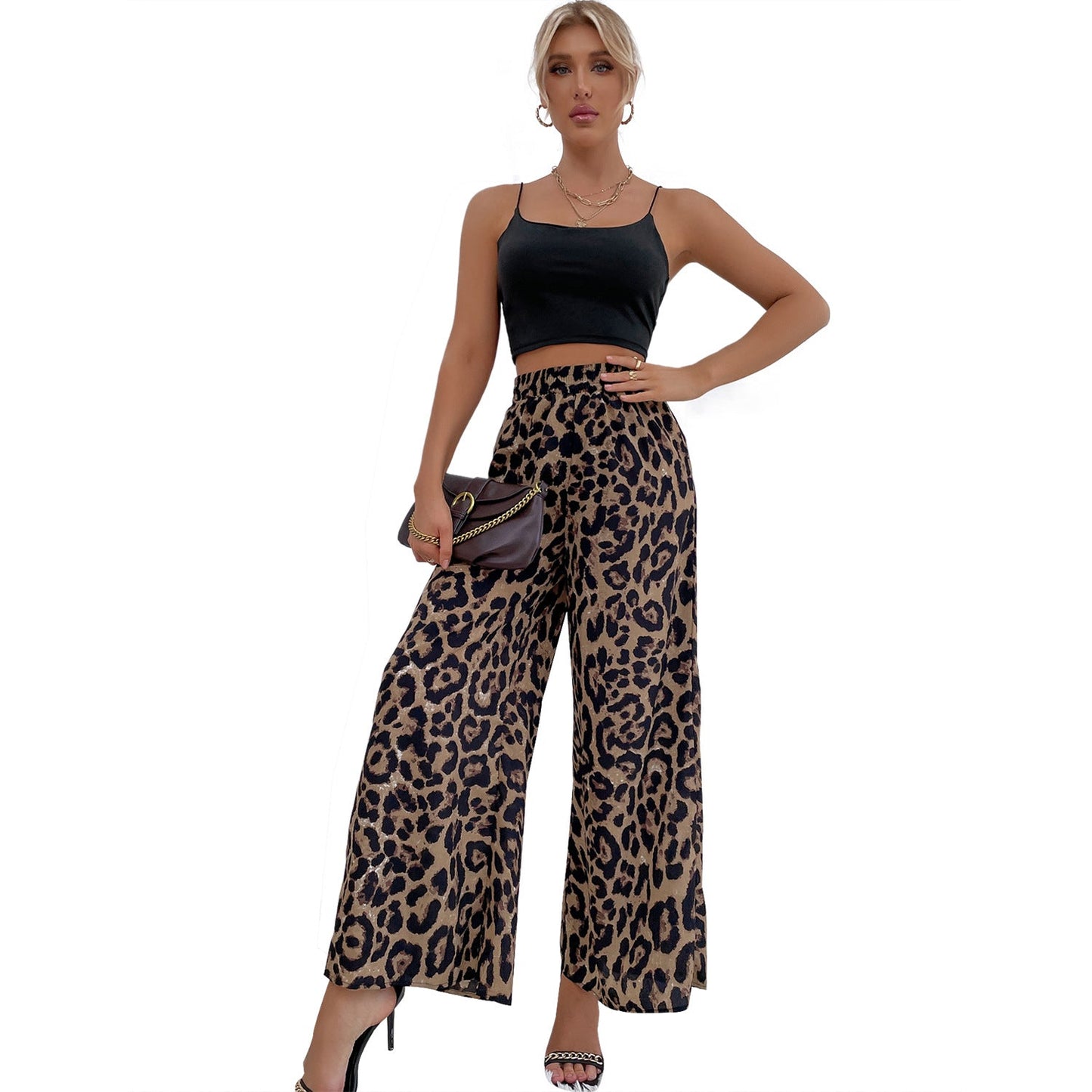 Damen Leoparden-Haremshose Elastisch