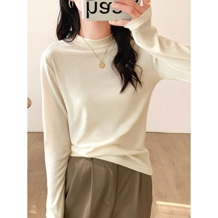 Damen Langarmshirt Höherer Stehkragen Norvielle