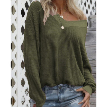Damen Off-Shoulder Strickpullover Voluminöse Ärmel Norvielle