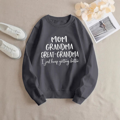Damen Sweatshirt Kreativer Familienaufdruck Bequem Grün Norvielle