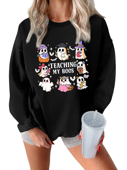 Damen Sweatshirt Halloween-Motiv Lässiger Schnitt Grün