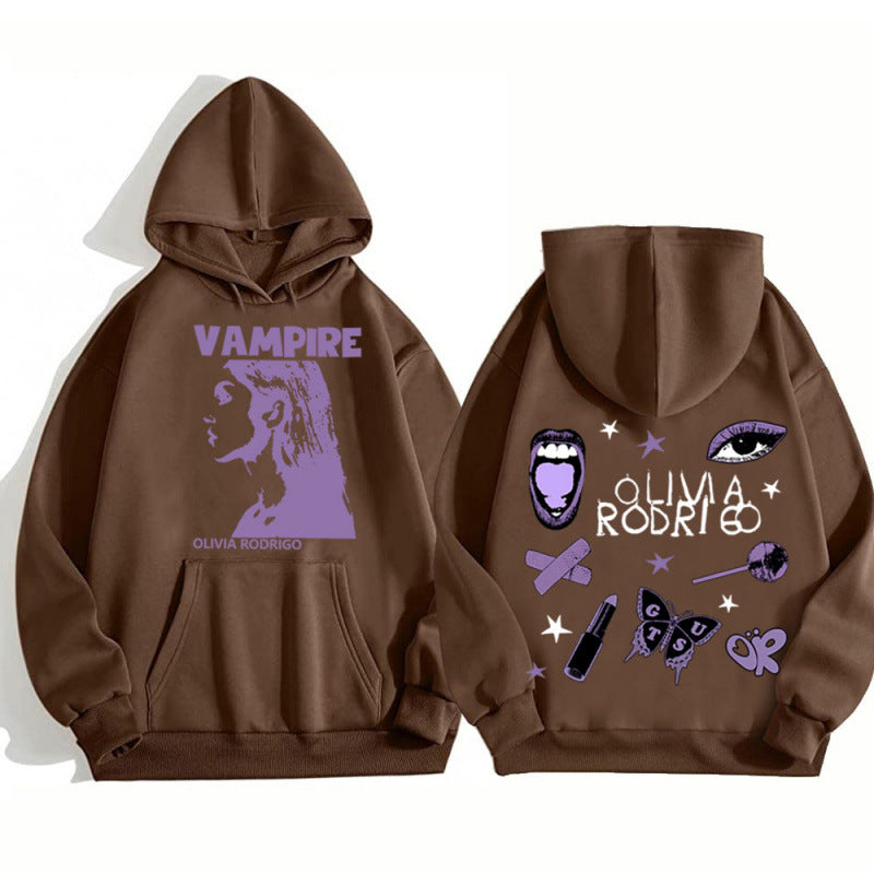 Damen Oversized Kapuzenpullover Vampir-Print