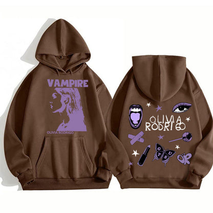 Damen Oversized Kapuzenpullover Vampir-Print