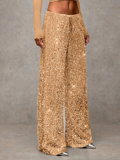 Damen Palazzo-Hose Paillettenbesatz