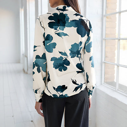 Damen Bluse Floralmuster Modernes Revers Norvielle