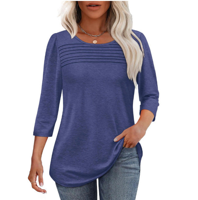 Damen Langarmshirt Plissee-Details Norvielle