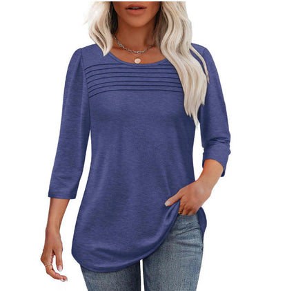 Damen Langarmshirt Plissee-Details Norvielle