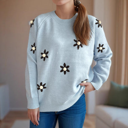 Damen Pullover Floral Lässiger Schnitt