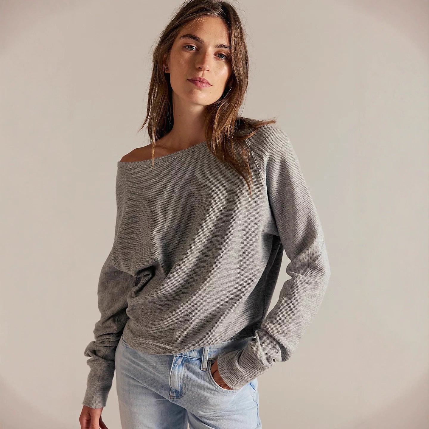 Damen Off-Shoulder Sweatshirt Norvielle Lässig