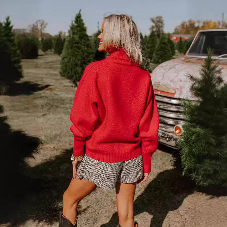 Damen Rollkragenpullover mit Schriftzug