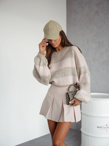 Damen Strickpullover Voluminöse Ärmel Modern Norvielle