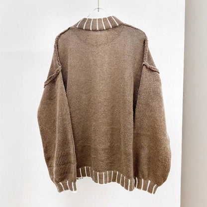 Damen Strickpullover Hoher Kragen Anpassbare Ärmel Norvielle