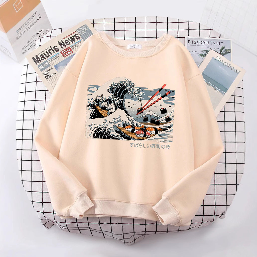 Damen Sweatshirt Wellen-Design Gemütlich Norvielle - Norvielle