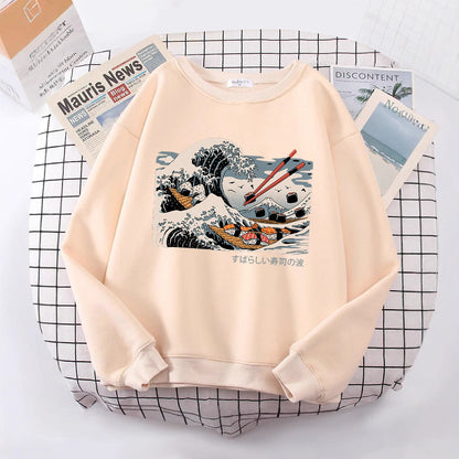 Damen Sweatshirt Wellen-Design Gemütlich Norvielle - Norvielle