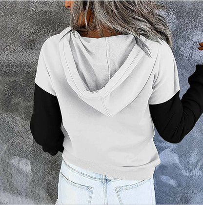 Damen Kapuzenpullover Farbblockdesign Klassisch