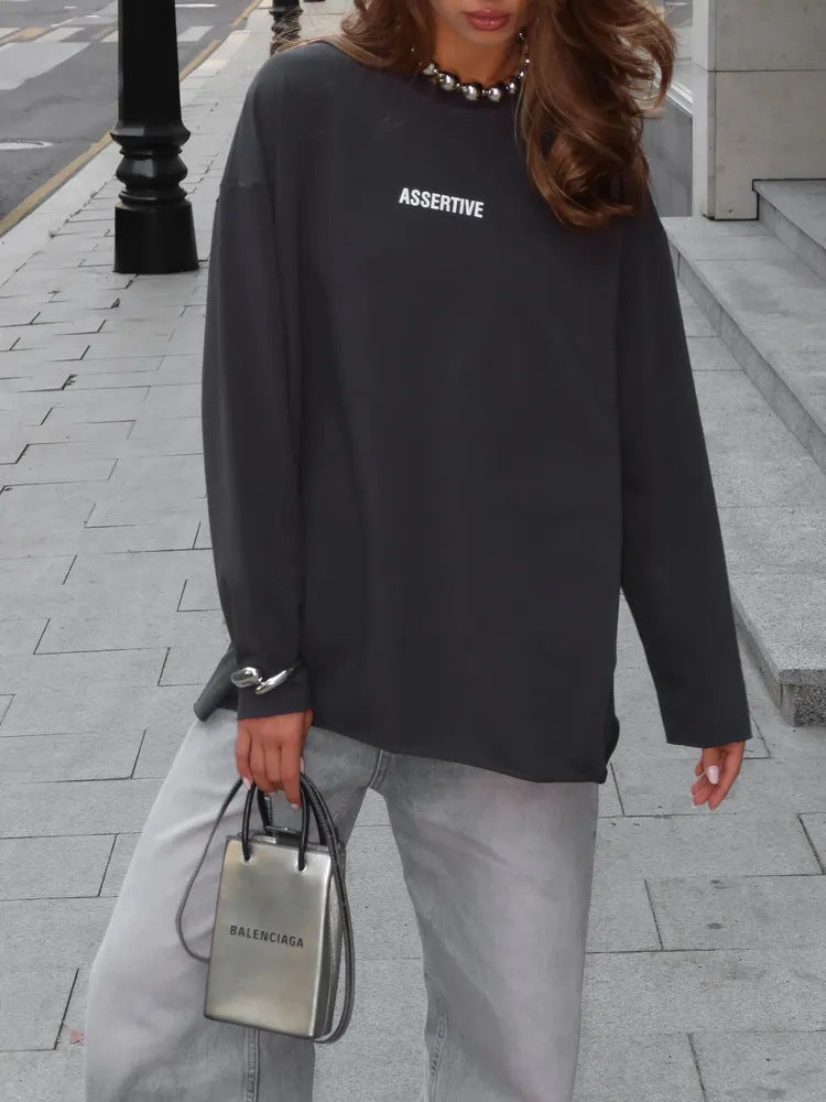 Damen Oversized Sweatshirt Moderner Schriftzug Norvielle