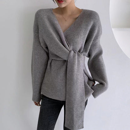Damen Bluse Wickeldesign Binde-Gürtel Norvielle