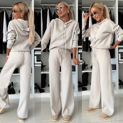 Damen Fleece Hoodie Set Weite Hose Norvielle - Norvielle