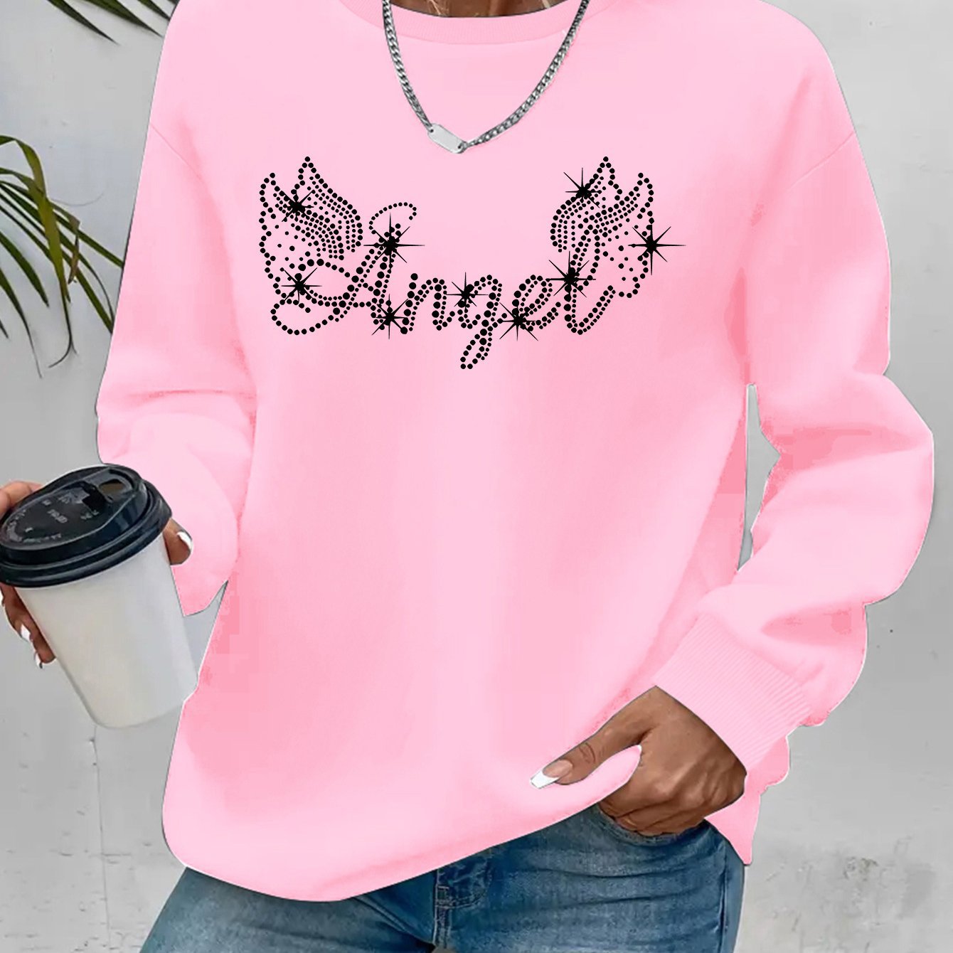 Damen Sweatshirt Glitzernd Lässig Norvielle