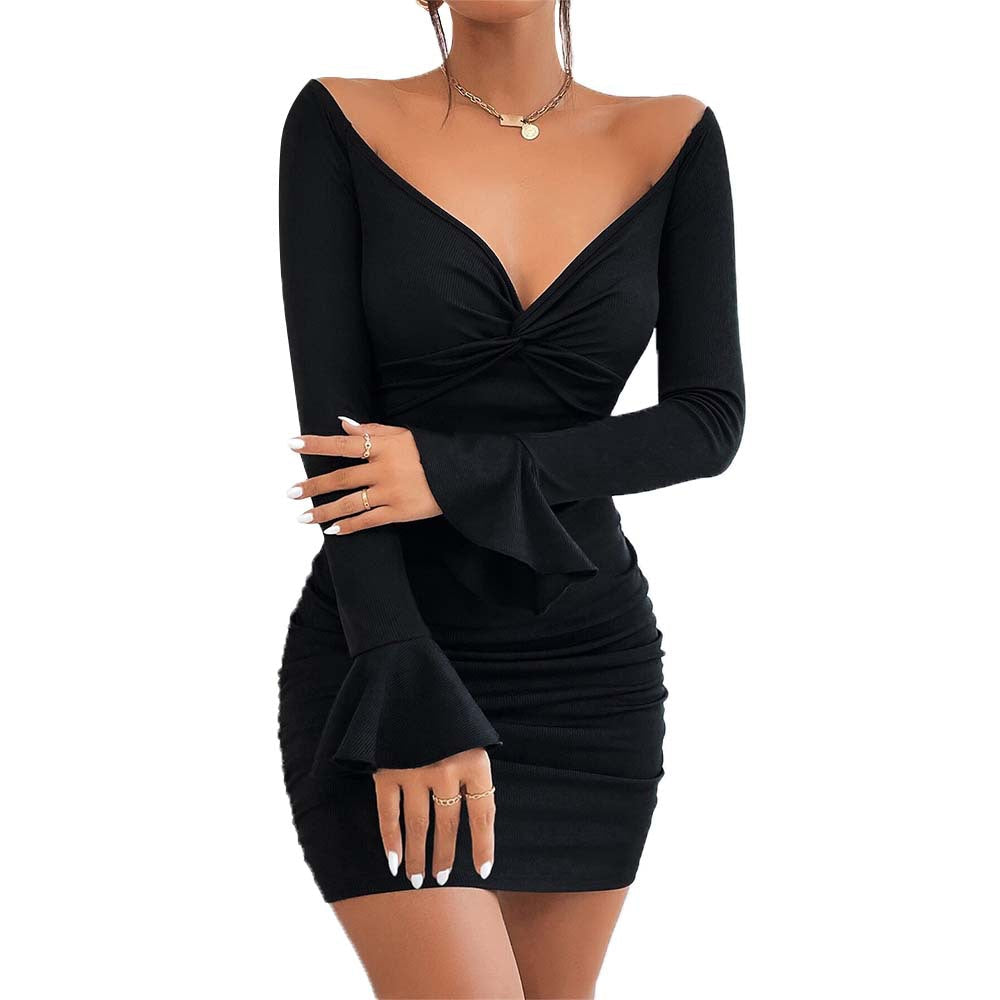 Damen Minikleid V-Ausschnitt Schmalrock Norvielle