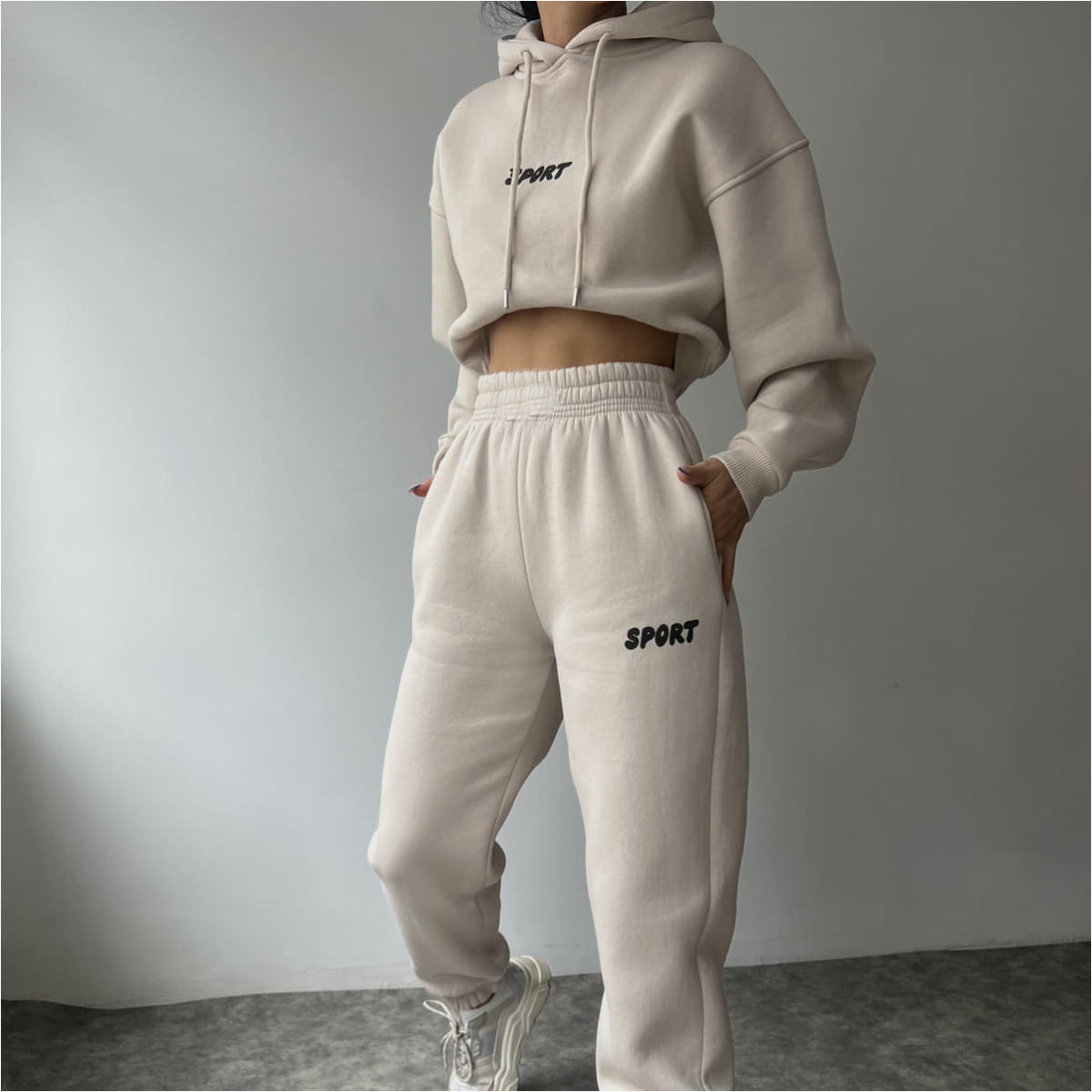 Damen Sport-Hoodie-Set mit Jogginghose Hochtailliert Weich Norvielle