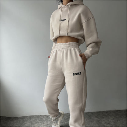 Damen Sport-Hoodie-Set mit Jogginghose Hochtailliert Weich Norvielle