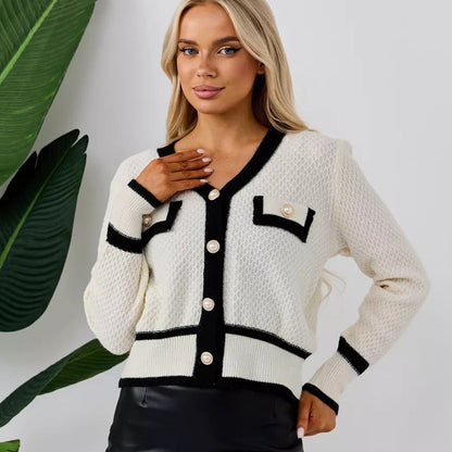 Damen Strickjacke mit Perlenknöpfen und Taschen Norvielle - Norvielle