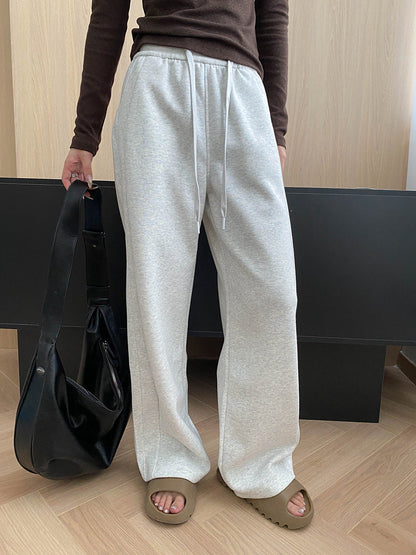 Damen Sweatpants Weites Bein Elastischer Bund