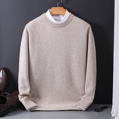 Herren Rundhals Pullover Elegantes Merino-Woll-Strickteil Anthrazit