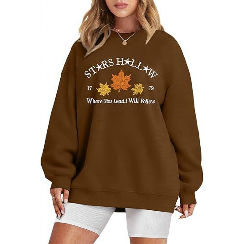 Damen Sweatshirt Weites Design Herbstmotiv Norvielle