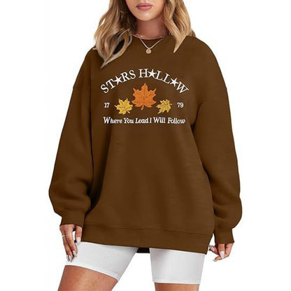 Damen Sweatshirt Weites Design Herbstmotiv Norvielle