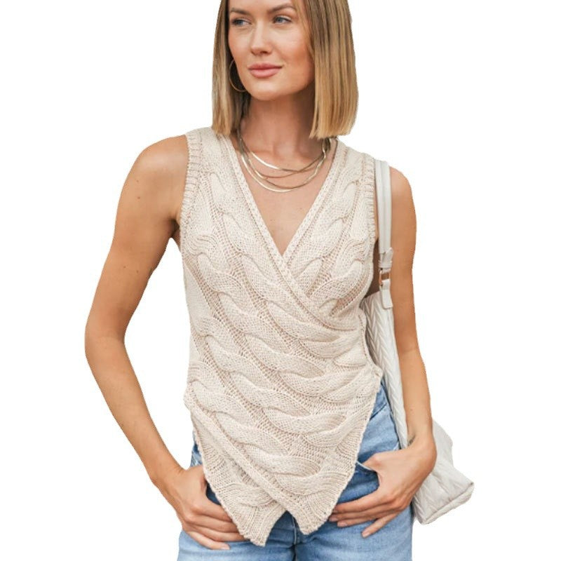 Damen Strickoberteil Asymmetrisch Zopfmuster Norvielle