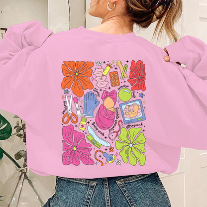 Damen Sweatshirt Bunt Grafikdesign Baumwolle