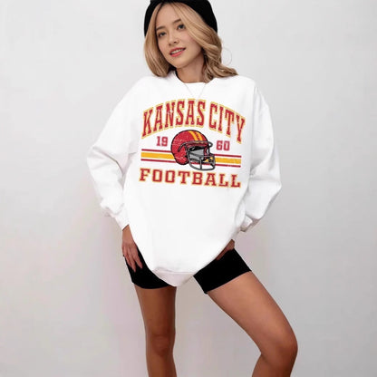 Damen Oversized Sweatshirt Football-Motiv Norvielle