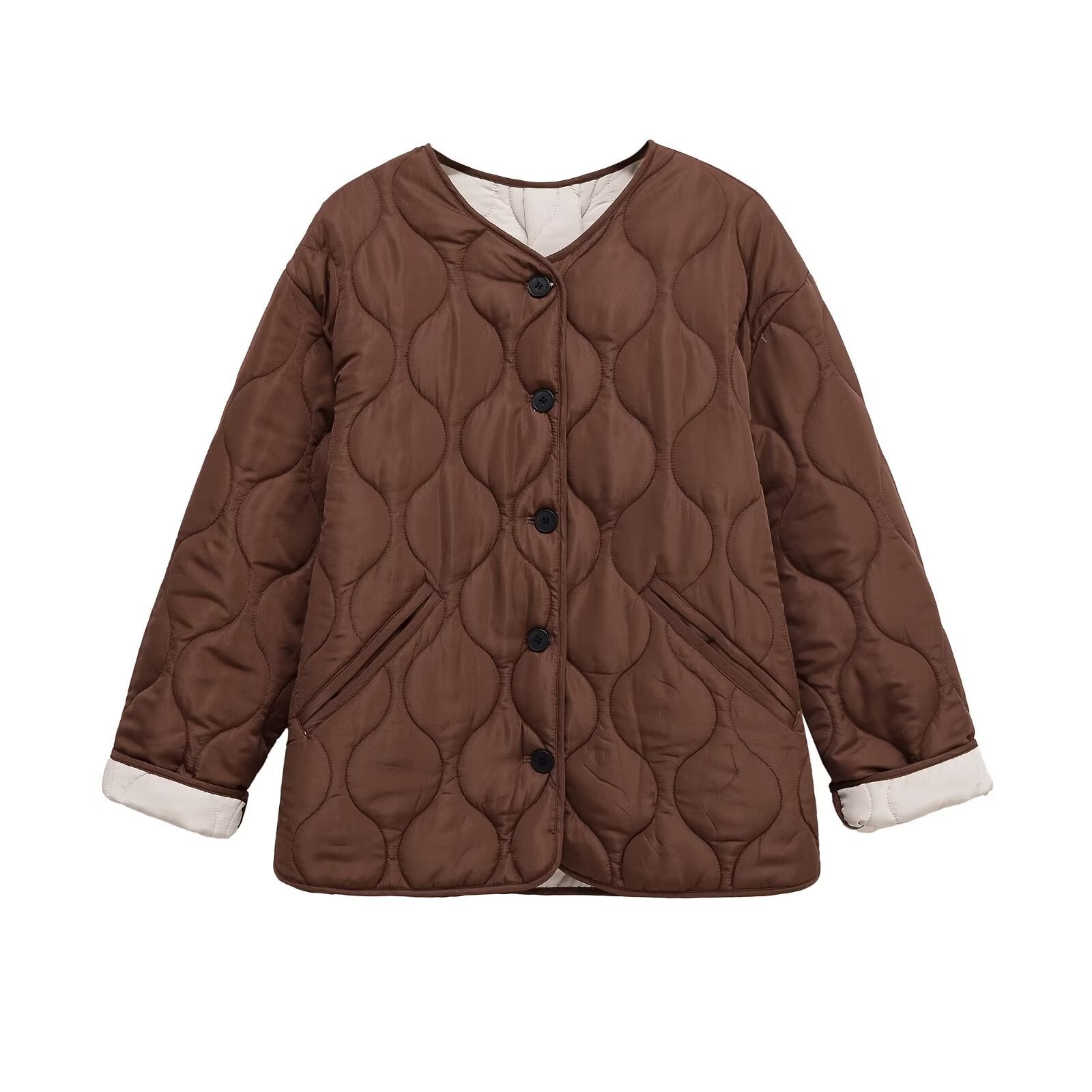 Damen Steppjacke Modern Knopf Norvielle - Norvielle