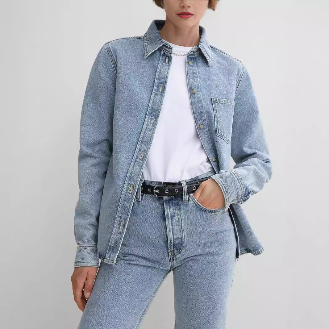 Damen Jeanshemd Lässiger Schnitt