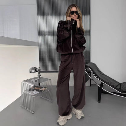 Damen Sportanzug-Set Samt Lässiger Schnitt