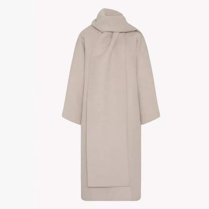 Damen Poncho aus Wolle mit Schal Elegantes Design Beige