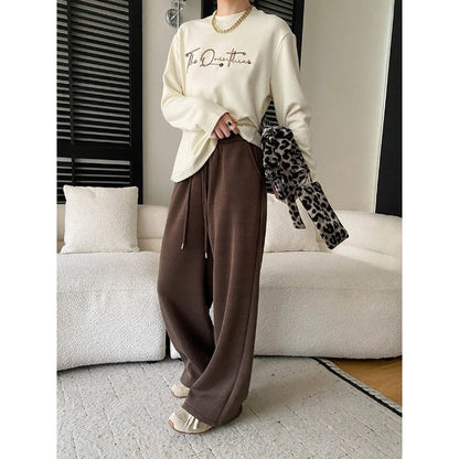 Damen Sweatpants Elastischer Bund Weite Bein Norvielle