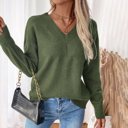 Damen Pullover V-Ausschnitt 3/4 Ärmel Lässig Norvielle