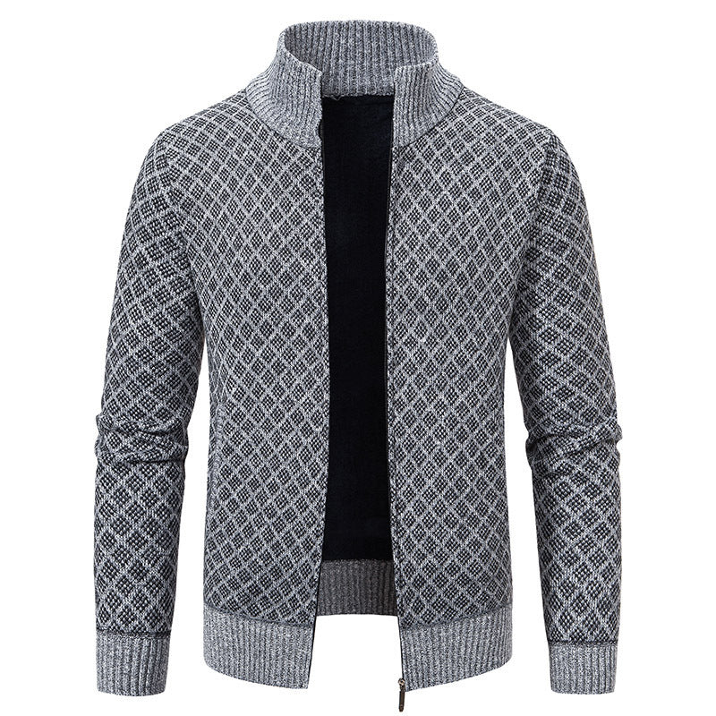 Herren Strickblazer Strukturiertes Muster Anthrazit